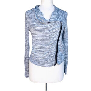 LOU & GREY Women’s Size XS Moto Asymmetrical Marled Front Zip Sweater Jacket